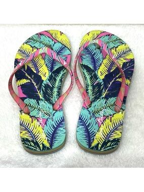 Vera Bradley Tropical Palm Print Flip Flop Thong Sandals Size 7-8